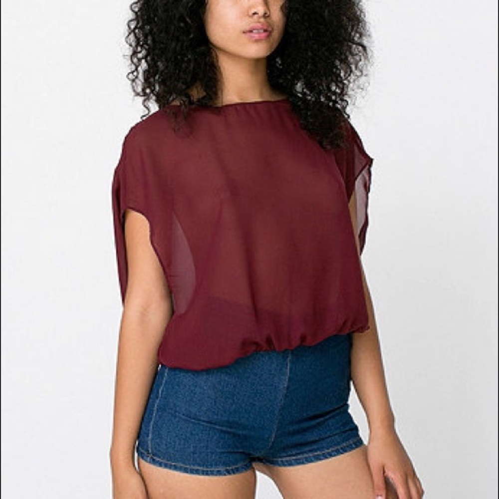 AMERICAN APPAREL Wine Chiffon Top